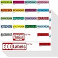 576-Pack Moving Box Stickers - Color Coded Labels With Writing Space For Easy Moving