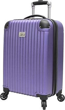 purple carry on luggage with wheels