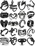 Black Gothic Vintage Rings Set - 20-30 PCS Cool