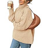 PRETTYGARDEN Women's 2025 Fall Oversized Sweaters Turtleneck Casual Long Sleeve Chunky Knit Pullover Tops Winter Clothes