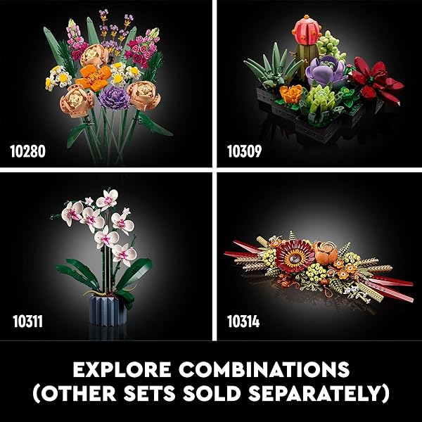 LEGO ICONS DRIED FLOWER CENTERPIECE BUILDING SETS FOR ADULTS, AGES 18+ YEARS – FALL & THANKSGIVING DECORATIONS FOR DINNER TABLE OR MANTEL – 10314