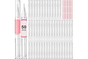 DupakSYS Nail Oil Pen 50Pcs 3ml Empty Cuticle Oil Pen Travel Transparent Twist Pens with Brush Tip for Nail Oil, Eyelash Grow