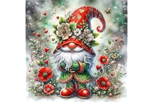 Acelii 5D Diamond Art Kits for Adults Beginners,Christmas Gnome DIY Full Round Drill Diamond Painting Kits, Paint by Diamonds Dots Gem Art Easy,Home Wall Decor 14X14 Inch