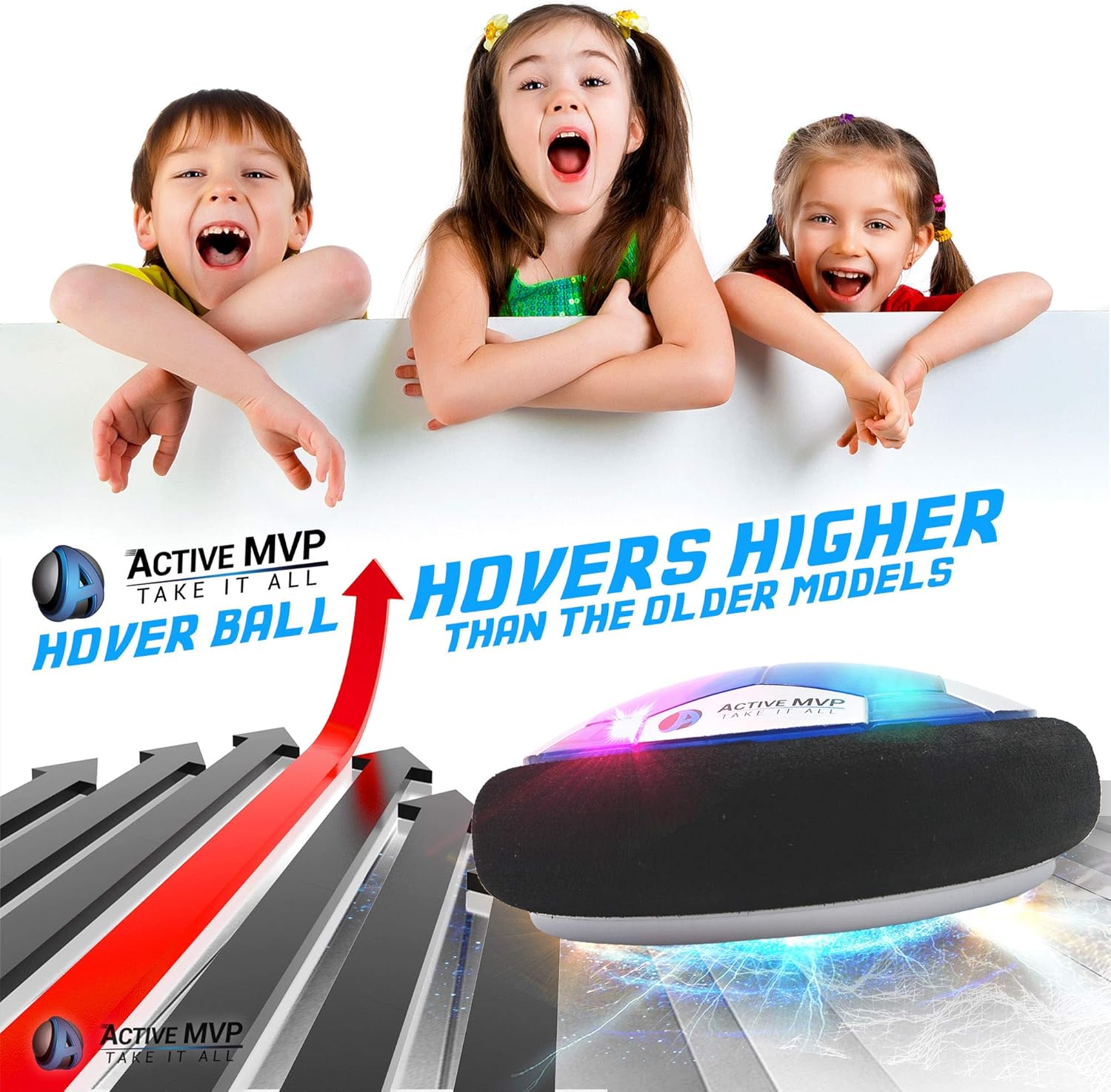 Hover Soccer Ball Boy Toys Rechargeable, Toddlers Kids Indoor Air Soccer Ball Floating LED Light Up, Power Kick Disc Fun with Foam Bumper (No AA Battery Needed) Gift For Boys Girls Age 2 3 4 5 6 7 8 9: Sports & Outdoors