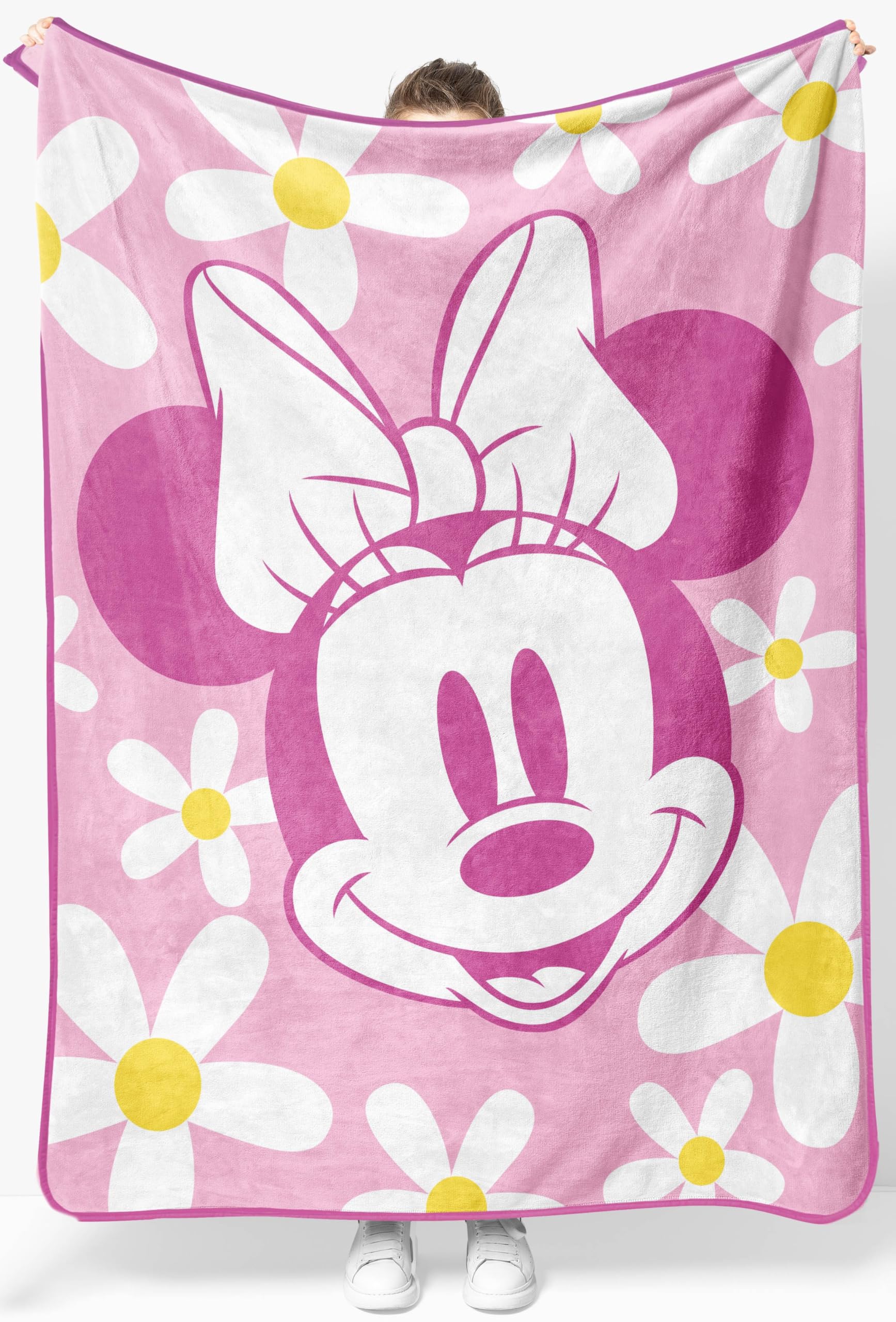 Jay Franco Kids Plush Throw Blanket – Soft & Cozy Fleece Throw for Bedroom & Couch Décor, Official Licensed Product, Pink - Minnie Mouse, 46x60 - Throw Blanket Image