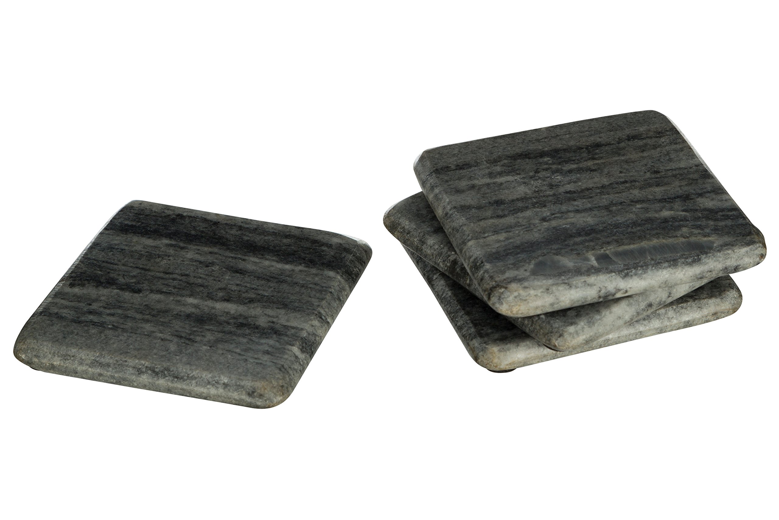 Premier Housewares Marble Square Coasters, Grey, Set of 4