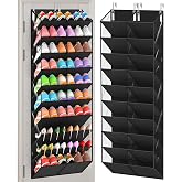 UVIAHOMI 20-30 Pairs Over the Door Shoe Organizer, 10-Tier Door Shoes Rack | Black Clear Pockets Hanging Shoe Storage for Closet, Handing Shoes Holder Fit All the Family's Sneakers, Boots, Heels