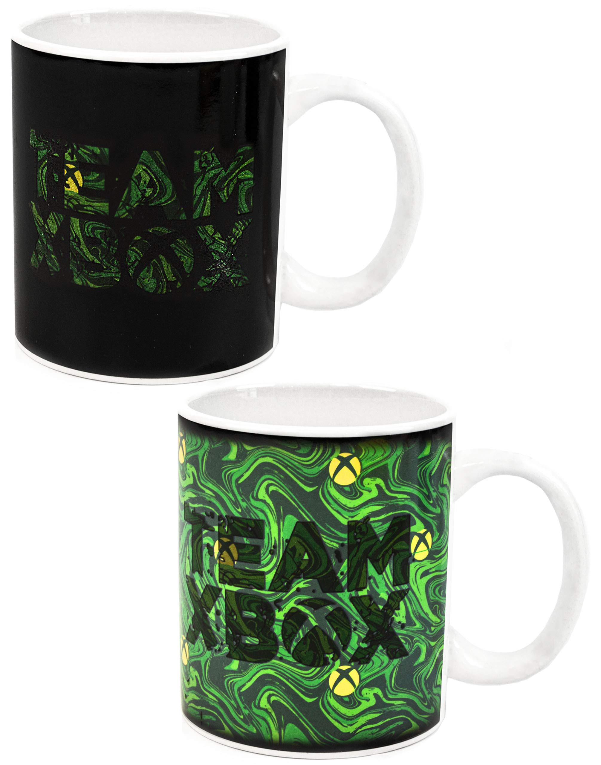 XBOX Mug for Children, Teens & Adults | Ceramic Black & Green Heat Changing Colour Cup | Boys, Girls, Mens & Womens Team XBOX Drinking Cup 11oz | Gamer Gifts