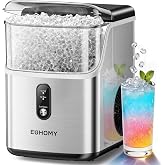 EUHOMY Nugget Ice Maker Countertop, Ready in 7 Mins, 35Lbs/24H Pebble Ice Maker Machine, Self-Cleaning Countertop Sonic Ice Makers with Ice Scoop&amp;Basket, Pellet Ice Maker for Home, Stainless Steel