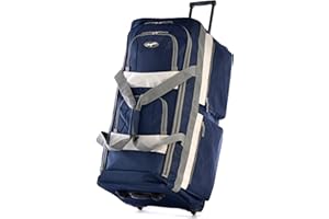 Olympia U.S.A. 33 inch Jumbo Size 8 Pockets Wheeled Rolling Duffel Bag Water Resistant Luggage Lightweight Travel Suitcase with Retractable Handle
