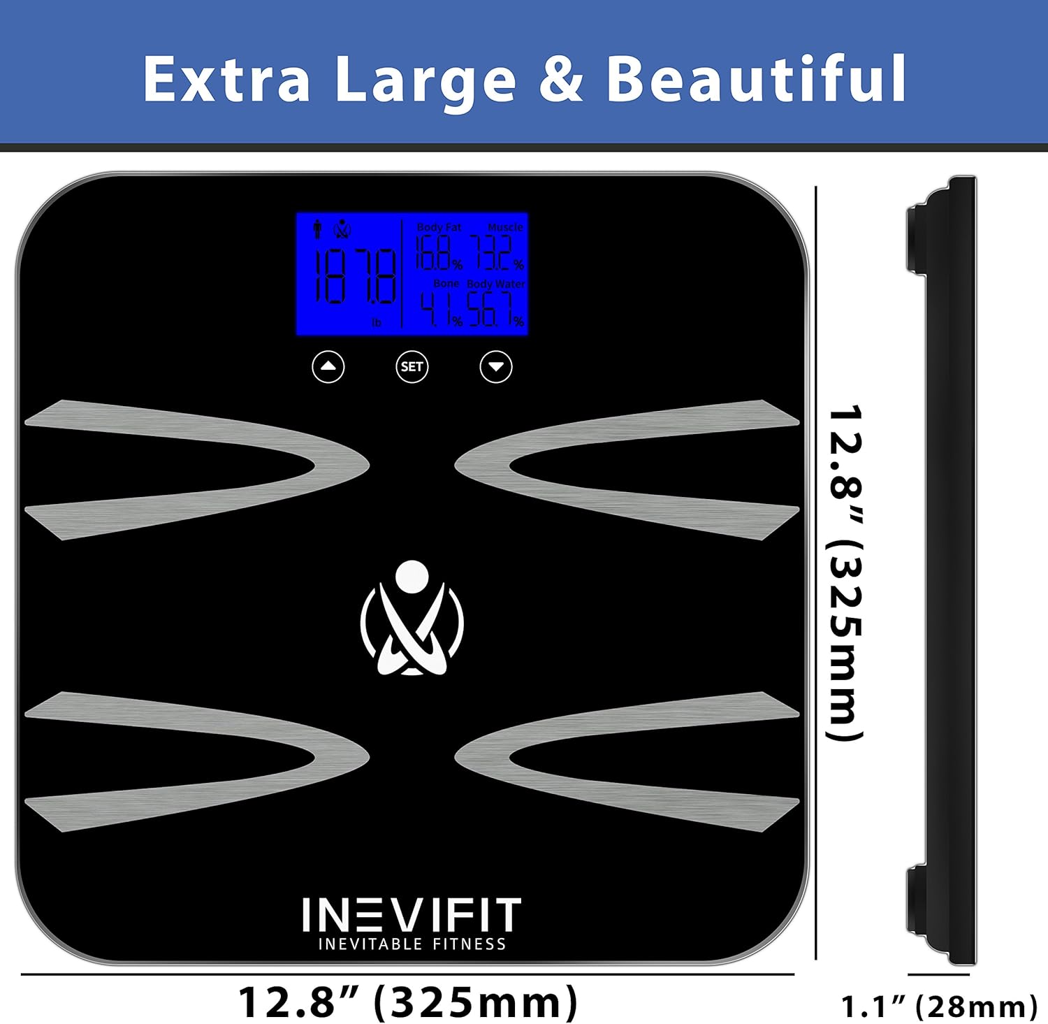INEVIFIT Body-Analyzer Scale, Highly Accurate Digital Bathroom Body Composition Analyzer, Measures Weight, Body Fat, Water, Muscle, BMI, Visceral Levels & Bone Mass for 10 Users. 5-Year Warranty: Health & Personal Care