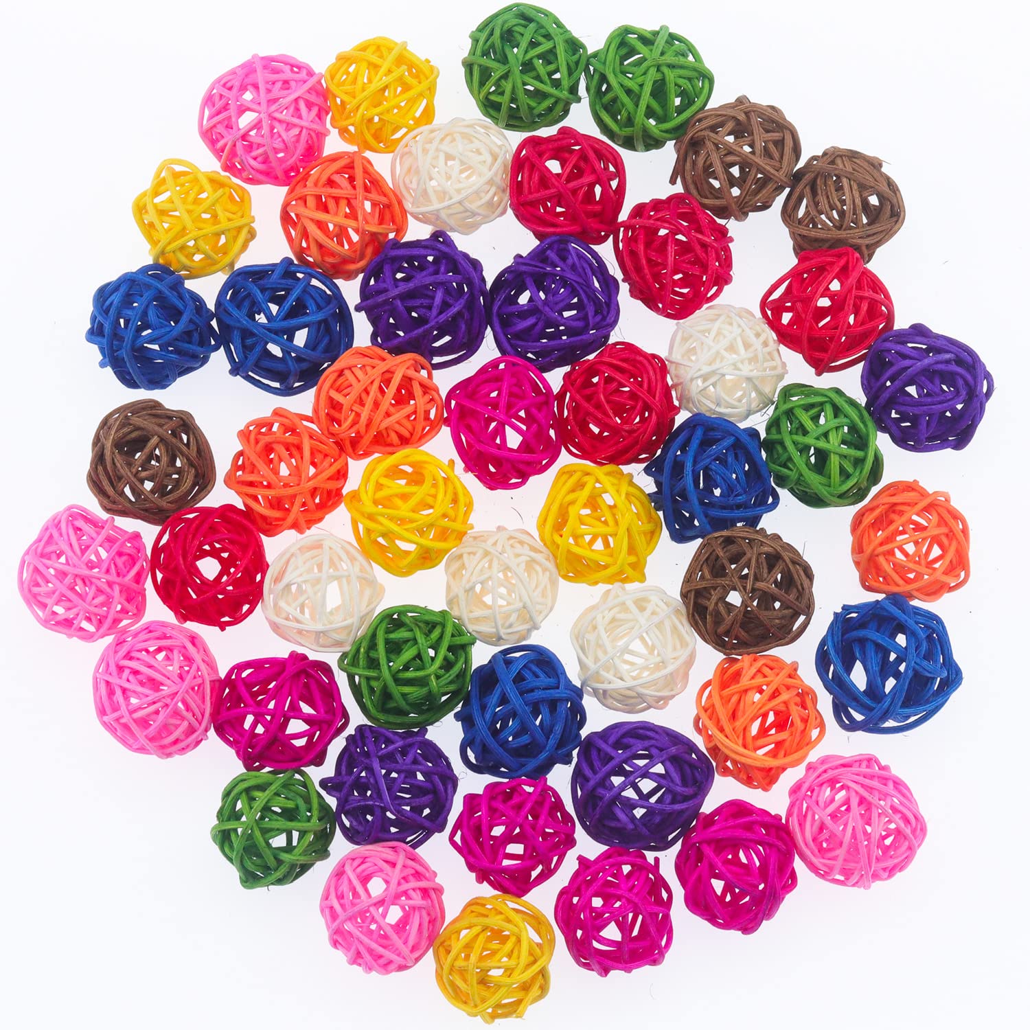 ZDNT 40 Pcs Willow Branch Ball Bird Toy Sepak Takraw Colorful Decorative Balls 3cm Small Rattan Ball Wicker Ball Birds Toy Parrot toys for Chewing Parrot Small Animals Diy Craft Decoration