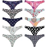 QOVOQ Thong underwear for women,No Show Breathable Cotton Womens Thongs Underwear Seamless Thongs for Women