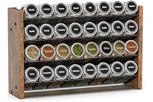 Nesapto Spice Rack Organizer for Cabinet, Wooden 4 Tier Vertical Seasoning Organizers for Kitchen Pantry, Countertop/Wall Mou
