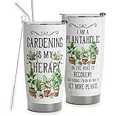 HOMISBES Gardening Gifts for Women, Funny Gardener Gifts Travel Mug, Plant Lady Tumblers 20oz