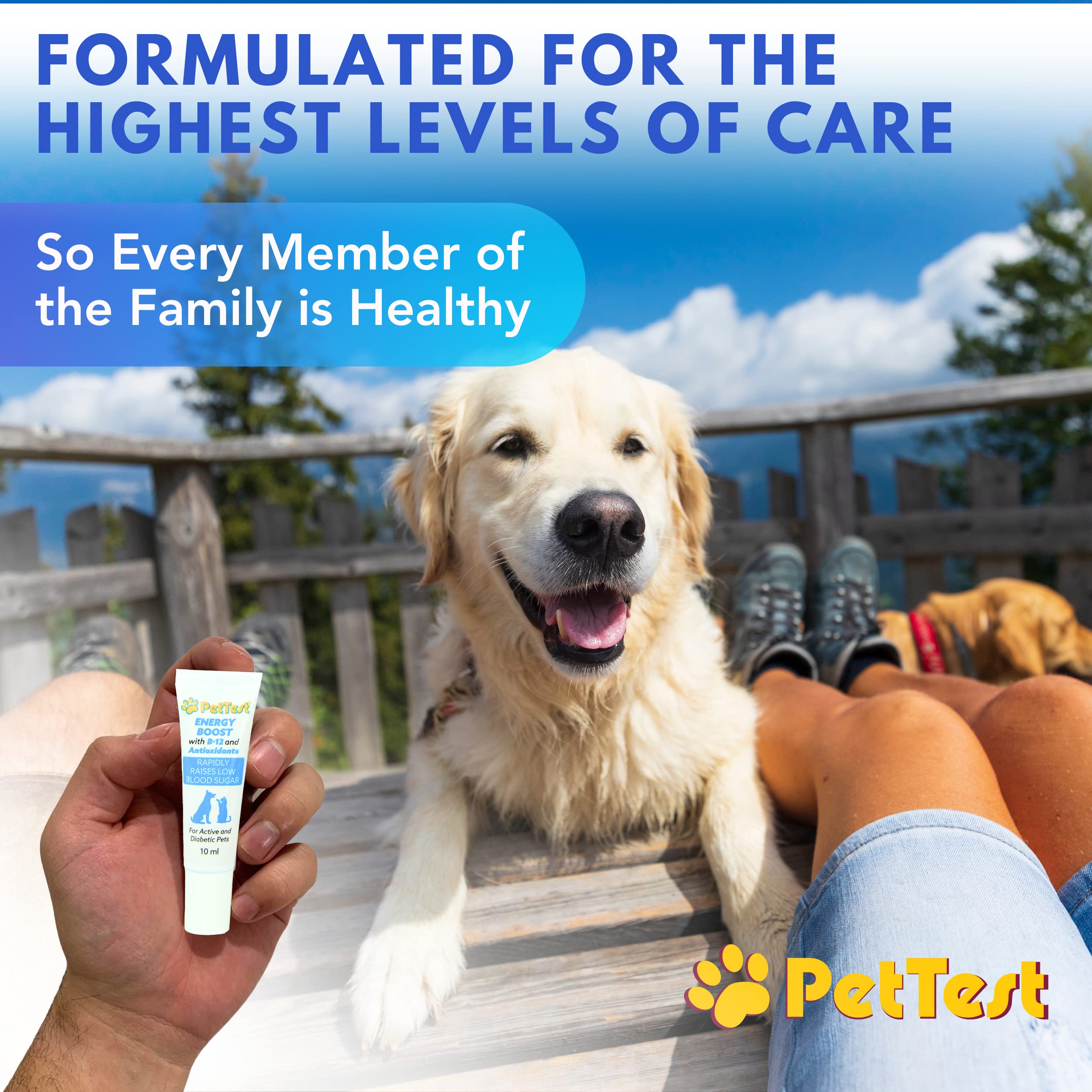 PetTest Energy Boost Glucose SOS 3x10ml Tubes for Pets, Instantly Increases Low Blood Sugar with B12 and Antioxidants, Fast Acting, Meat Flavoured, Rapid Recovery for Active or Diabetic Dogs & Cats