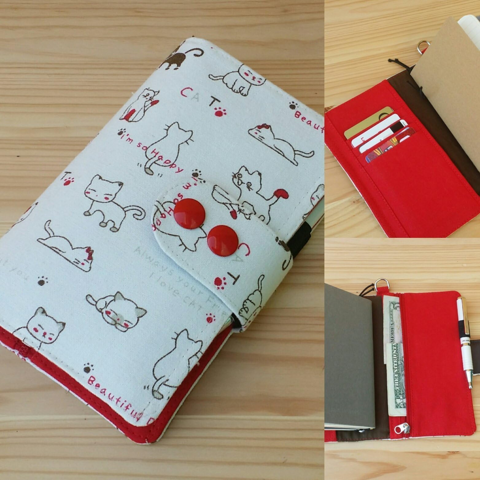 Happy cat traveler's wallet
