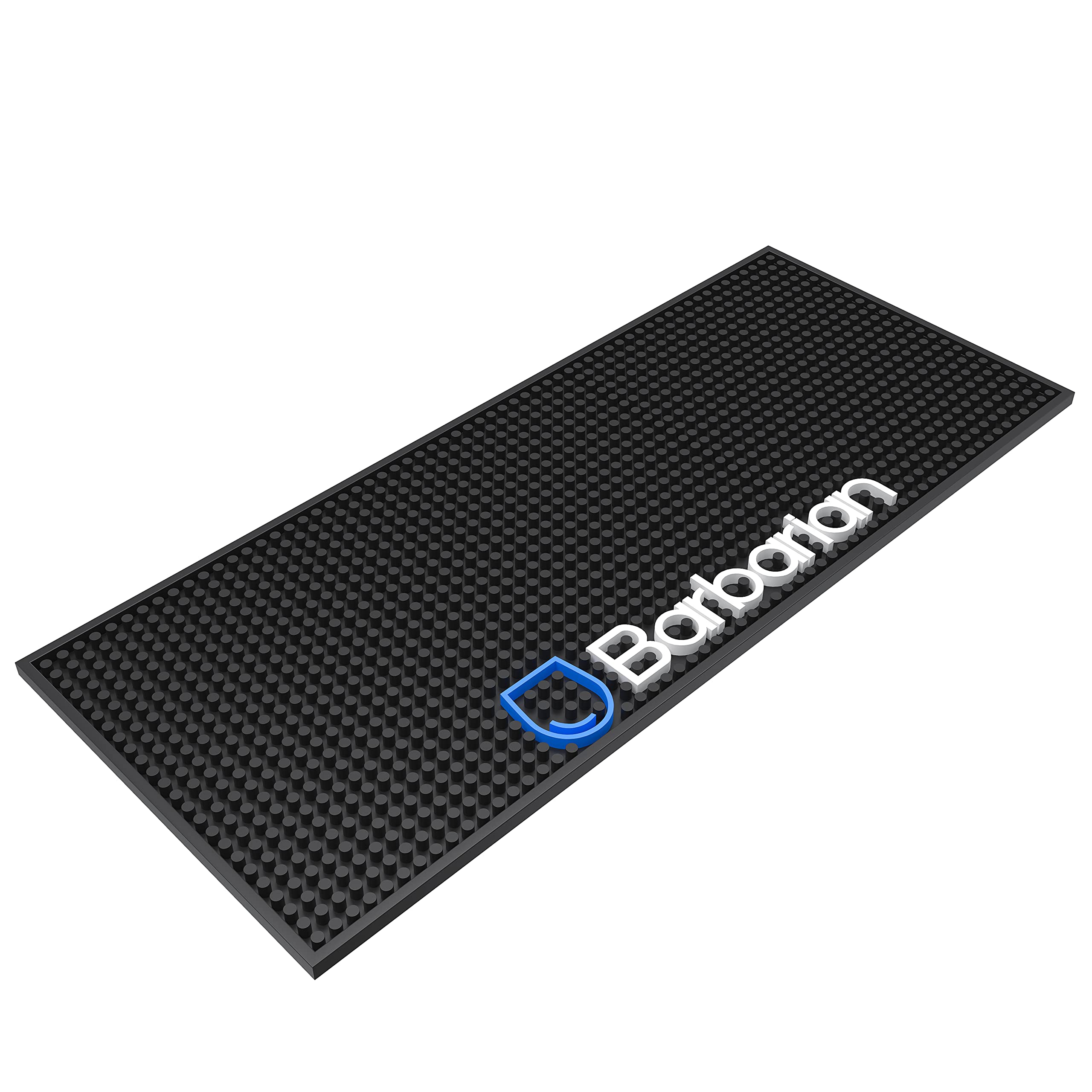 Barbarian Bar Service Mat Drinks Runner Non-Slip Rubber Backing 600mm x 250mm Black Heat-Resistant Highly Durable Dishwasher Safe Flexible Heavy Duty Gripped (Bold)