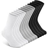 YSense Women's Cotton Crew Socks 6 Pairs, Long Cute Aesthetic Neutral Athletic Boot Socks for Women Stocking Stuffers Gifts