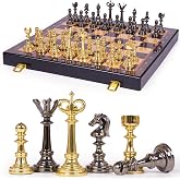 15 Inch Luxury Metal Chess Set, Weighted Zinc Alloy Pieces, Folding Wooden Board with Storage, 2 Extra Queens, for Adults