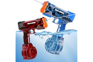 YIVSEN 2P Strongest Electric Water Gun Pistol with 400 Ammos, Transparent Automatic Squirt Guns High Powered IP67 Waterproof, Classic Continuous Water Blaster Summer Pool Toys for Kids/Aldults