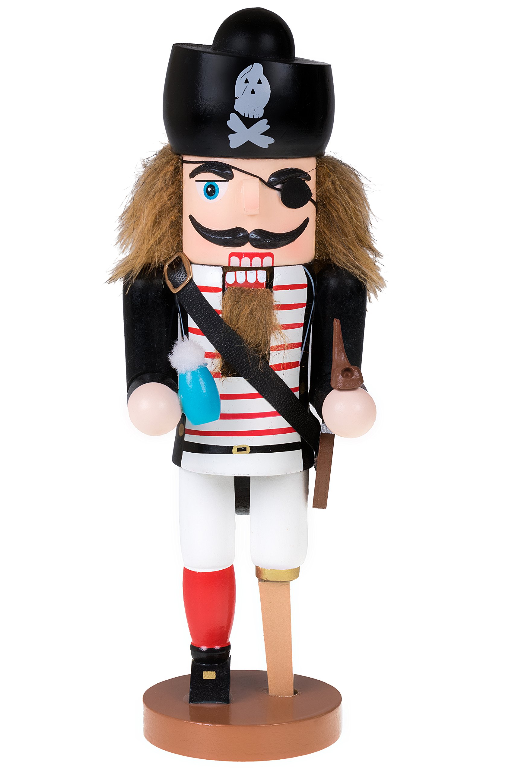Clever Creations Traditional Wooden Pirate Nutcracker with Peg Leg