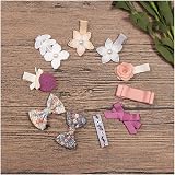 AIMIYan 10pc Baby Girl Lace Flower Bow Hair Clips Set Soft Ribbon Covered Clips view 7
