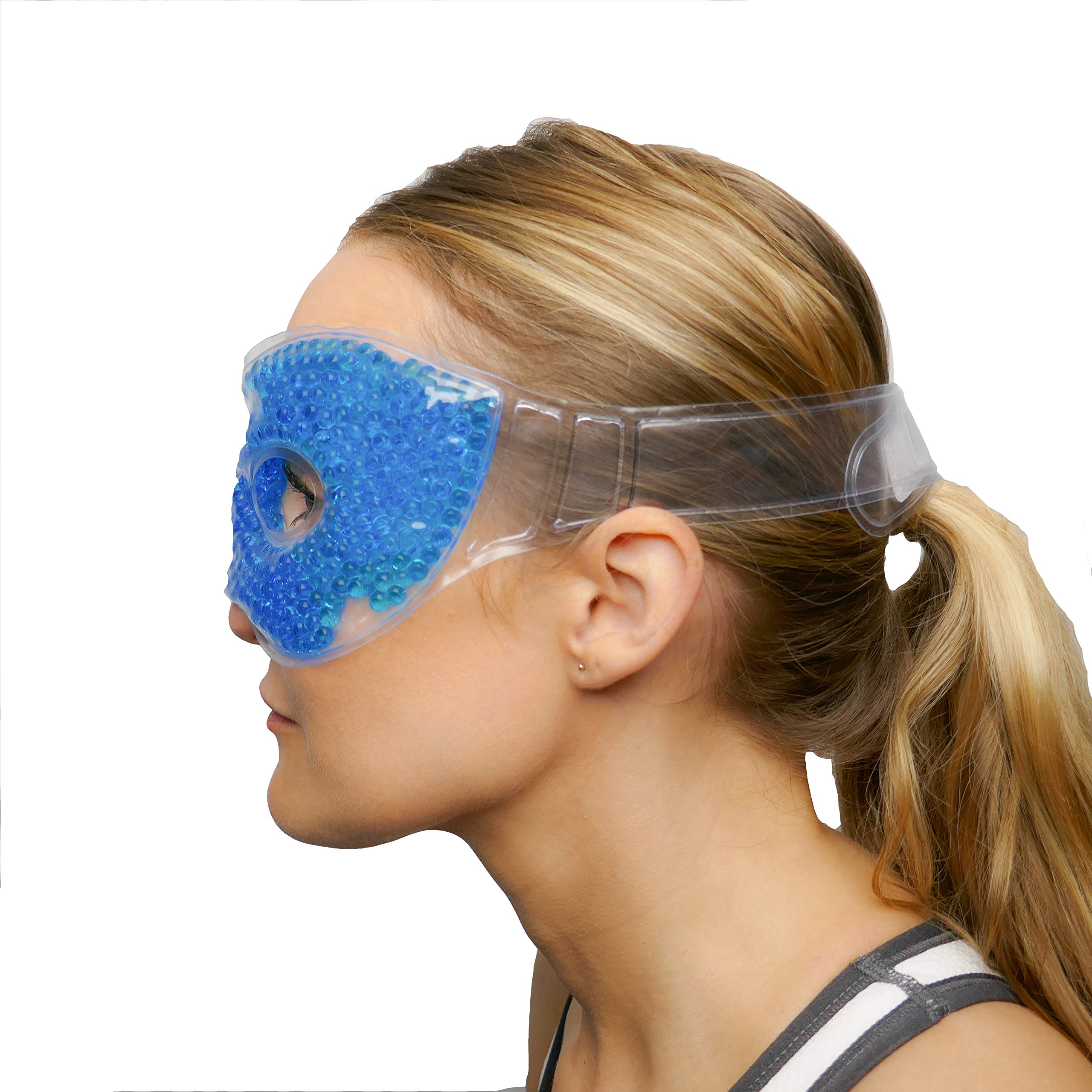 Reusable Gel Face Bead Mask - Reduce Puffy Eyes, Dark Circles, Headache, Swelling and Sinus Pressure. Help to Relieve Migraines. Use Warm or Cold.