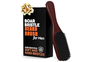 LIBERHAUS Boar Bristle Beard Brush for Men – 9" Soft Boar Bristle Hair Brush for Slick Back, Beards & Mustaches – Ergonomic Handle, Non-Slip Grip, Durable Design, Thoughtful Gift for Grooming Enthusiasts