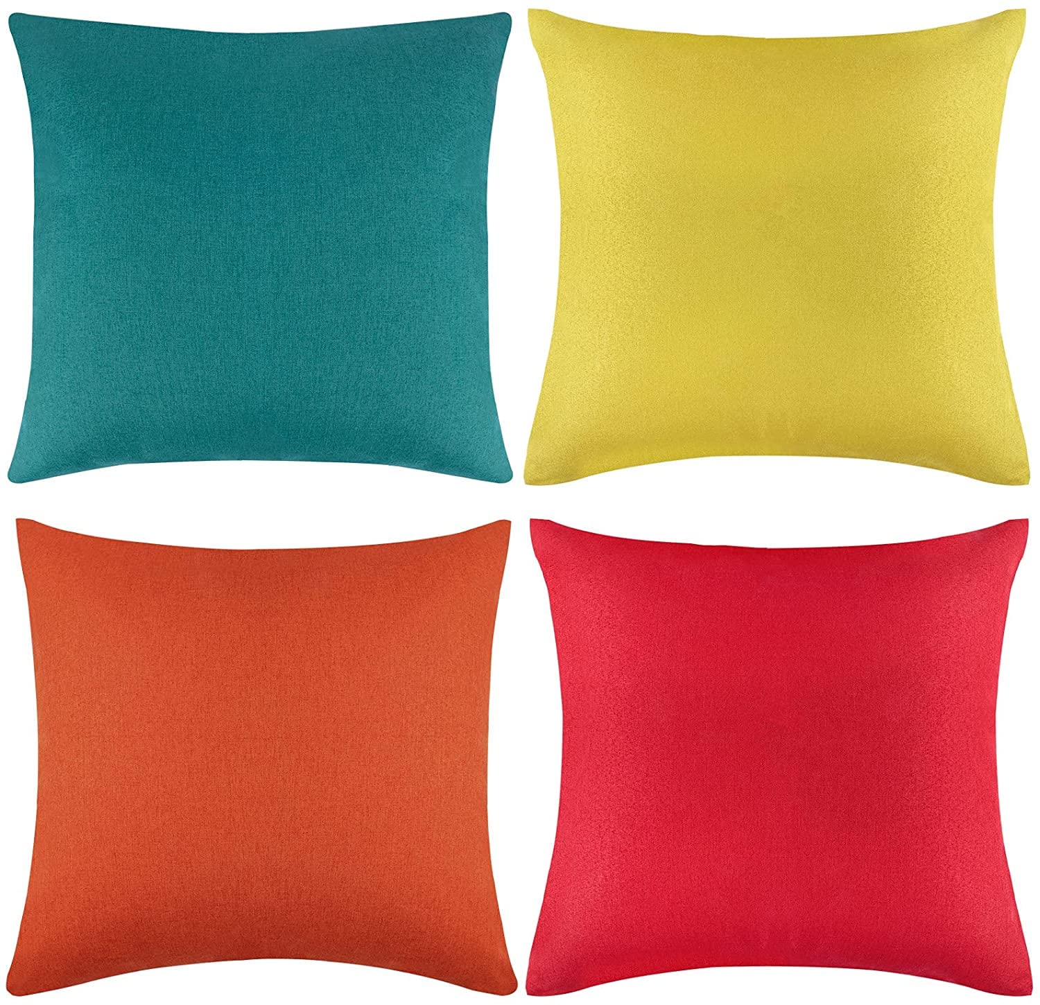 Outdoor Waterproof Cushion Cover, Pack of 4 Throw Pillow Covers Waterproof Garden Cushion Case Linen Square Pillow Cases for Patio Tent Balcony Couch Sofa, 18"x18"(45x45cm)