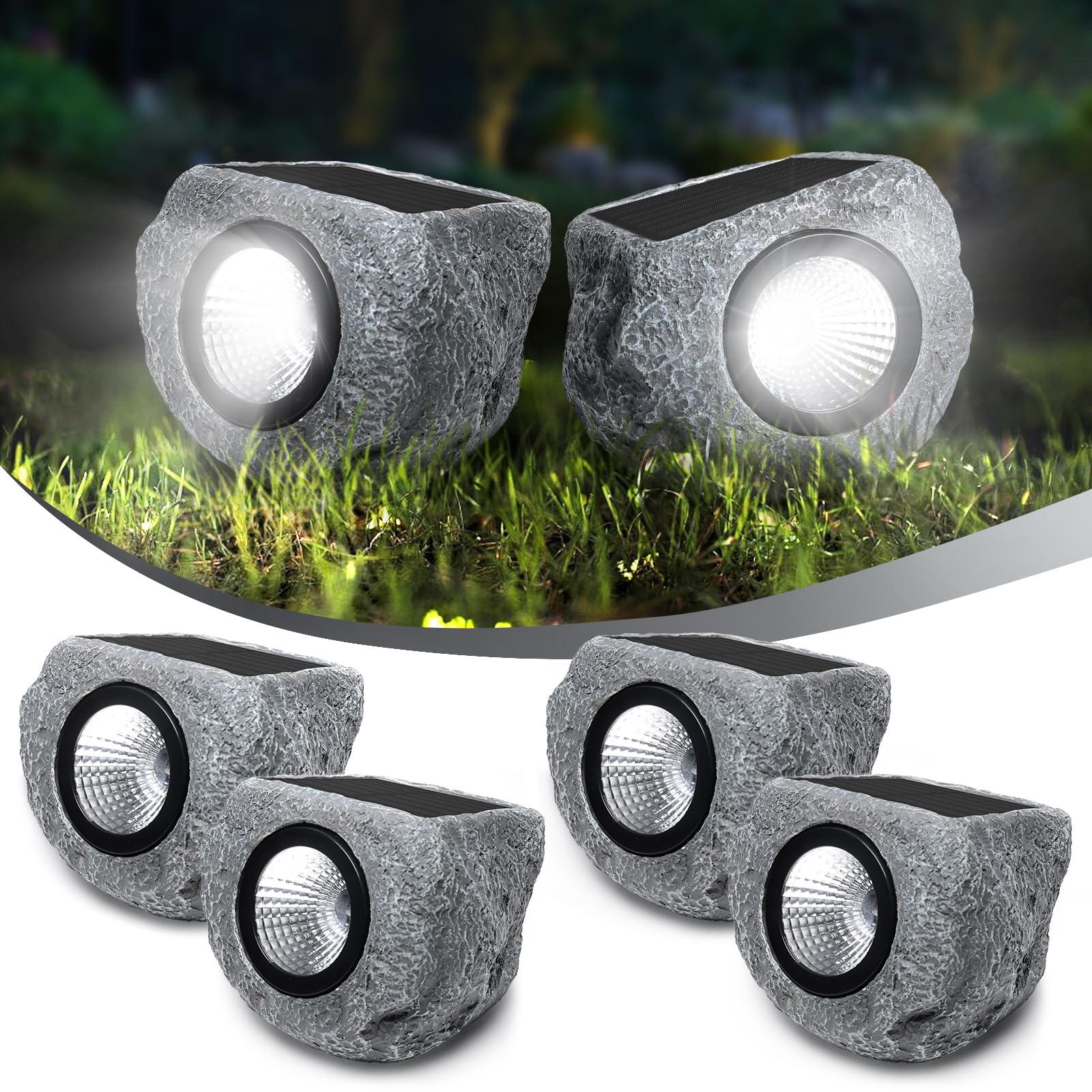 Photo 1 of Timeflies Solar Rock Lights Outdoor (4pcs), Rock Solar Outdoor Waterproof Super Bright Glow Rocks Outdoor Garden IP65 Waterproof Garden Lights for YardGarden Yard Walkway Pathway Patio