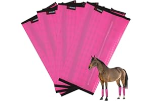 FOXLVDA Fly Boots for Horses Set of 4, Breathable Plastic Mesh Design, Horse Supplies for Reduce Stomping, Hoof Damage & Leg Fatigue (Rose Red)