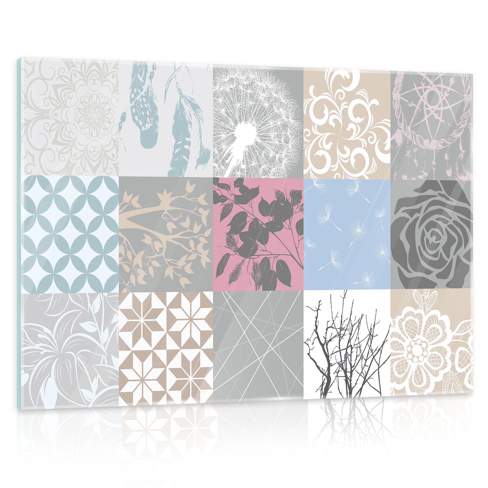 Delester Design GT11286G1 Cement Tile Effect, Glass, Multi-Colour, 20 x 30 x 1.5 cm