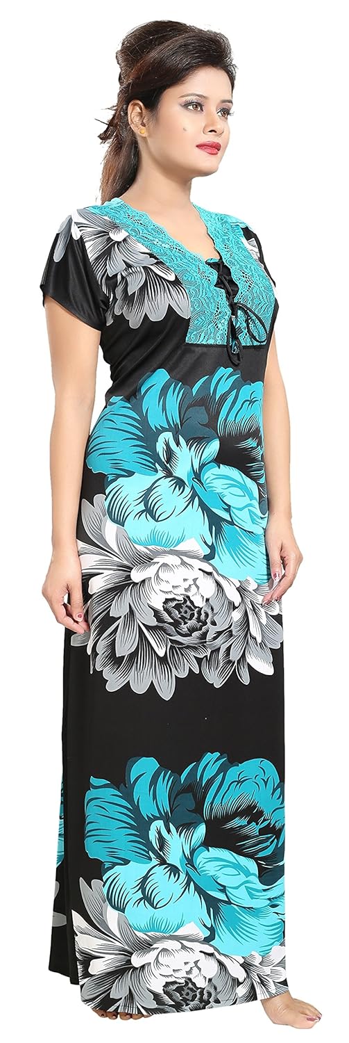 noty women's satin designer nighty - floral print