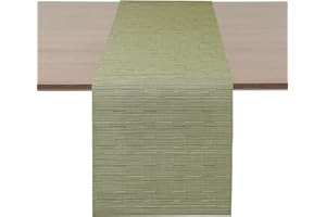 Myir JUN Table Runner, Vinyl Table Runner Indoor 72 Inch Long Arbitrarily Cropped Table Runner Non-Slip Heatproof Table Runner Indoor for Home Party Table Runner (Green, Table Runner)