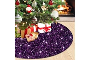 WUPIOS Mini Tree Skirt Purple Christmas Tree Skirt 21 Inch Small Sequin Tree Skirt Velvet Sparkly Tree Floor Mat Tabletop Tree Skirts Purple Skirt for 4ft Christmas Tree Decorations Outdoor Indoor