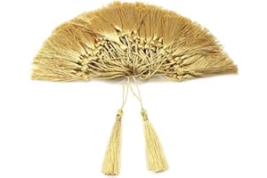 VAPKER 100 Pieces Light Gold 13cm/5-Inch Silky Handmade Soft Tassels Floss Bookmark Tassels with 2-Inch Cord Loop for Jewelry Making, DIY Projects, Bookmarks