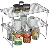 Deco Brothers Stackable Cabinet Shelf Organizer, 2 Pack, Chrome