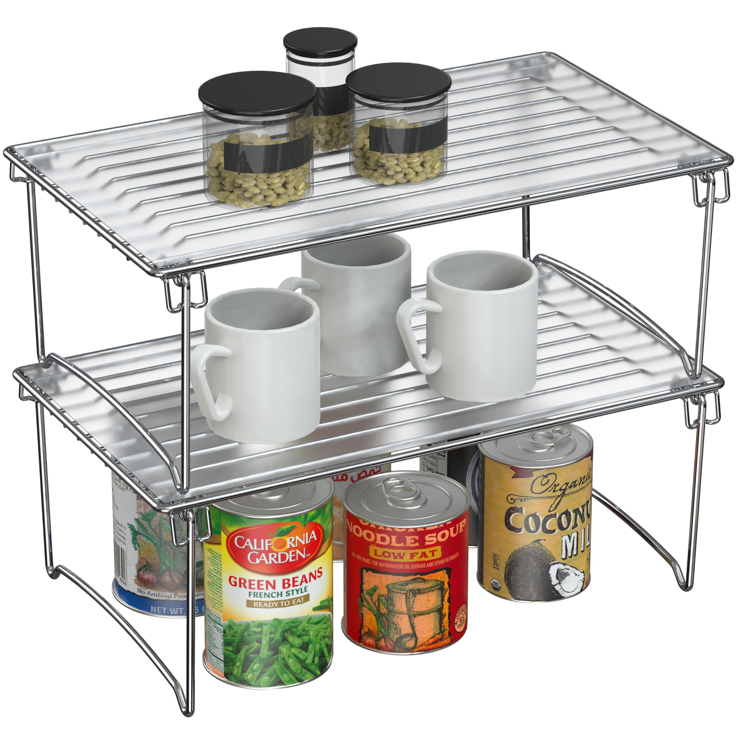Photo 1 of Deco Brothers Stackable Cabinet Shelf Organizer, 2 Pack, Chrome