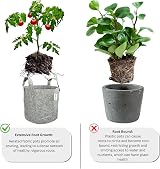 Growcery 5 Pack Fabric Plant Growing Bags 8L 12L 16L 20L Heavy Duty view 7