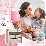 ZONEKIZ Kids Storage Unit with 6 Fabric Bins Pink 63 x 30 x 66 cm view 7