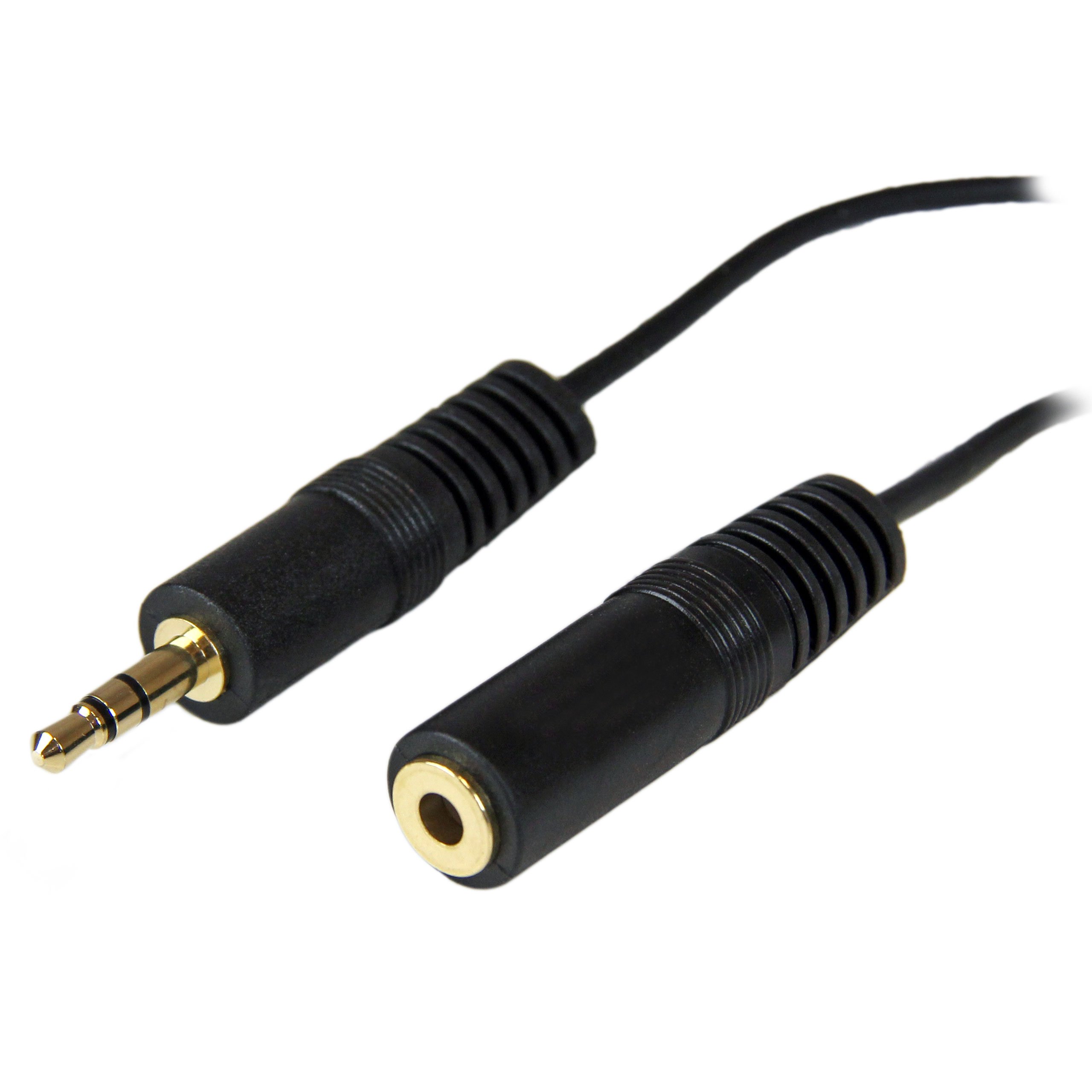StarTech.com MU12MF 12 ft (3.7 m) 3.5 mm Audio Extension Cable, PC Speaker Extension Audio Cable, Strain Relief, Black, Aux Cable