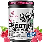 Natures Aid NSF Certified Creatine Gummy 5g - Creatine Monohydrate Gummies – Pre-Workout Energy & Muscle Growth Support for Men & Women | Raspberry Electrolyte Gummies (135 Count)
