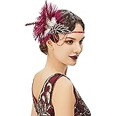 BABEYOND 1920s Headpiece Flapper Headband - Roaring 20's Sequined Showgirl Hair Band with Feather