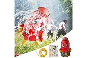 EVNOGOI Rocket Toy, Outdoor Yard Sprinkler Toy Rocket Sprinkler Summer Toy | Water Pressure Control Flight Altitude | Water Sprayer Toys for Kids 3 Years and Up (Red)