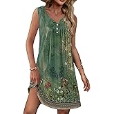 Ekouaer Nightgown for Women Tank Night Gown Sleeveless Sleep Shirt Button Night Shirt with Pockets Soft Sleep Dress