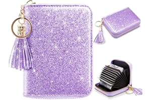 Coco Rossi Women's Small Credit Card Wallet RFID Glitter Cute Credit Card Holder Wallets for Women