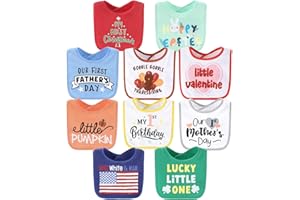 The Peanutshell Baby Boy or Girl Terry Bibs Set of 10-100% Cotton, Soft, Absorbent Baby Bibs, Unisex Toddler Boy or Girl Set,