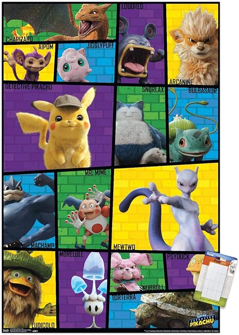 Amazon Trends International ポケモン 名探偵ピカチュウ グリッドウォールポスター 22 3インチ X 34インチ ポスター マウントセット インテリア オンライン通販