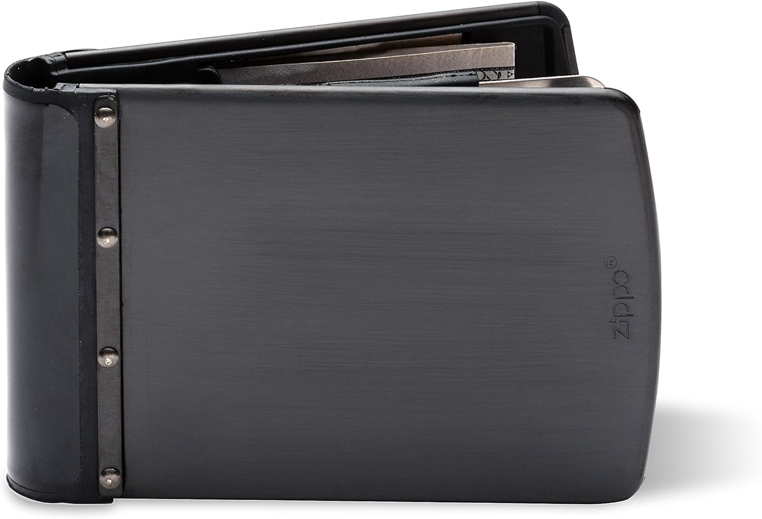 Zippo Wallet Titanium Coated Stainless Steel RFID Blocking Wallet, Black, Medium